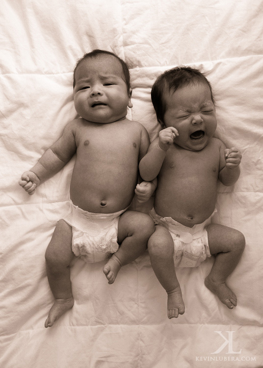 Twin babies crying