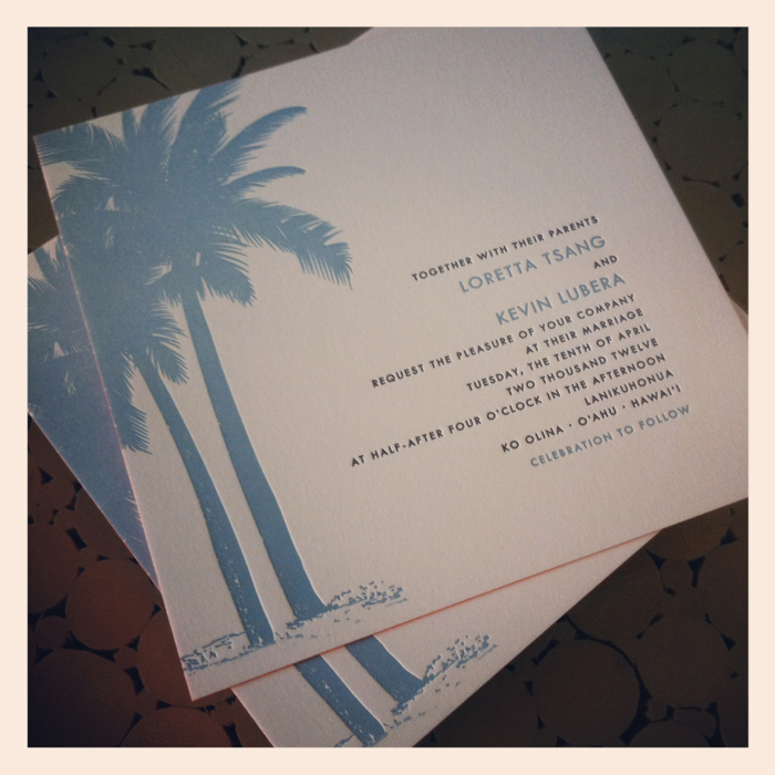 Hawaii Wedding Invitation - Letterpress