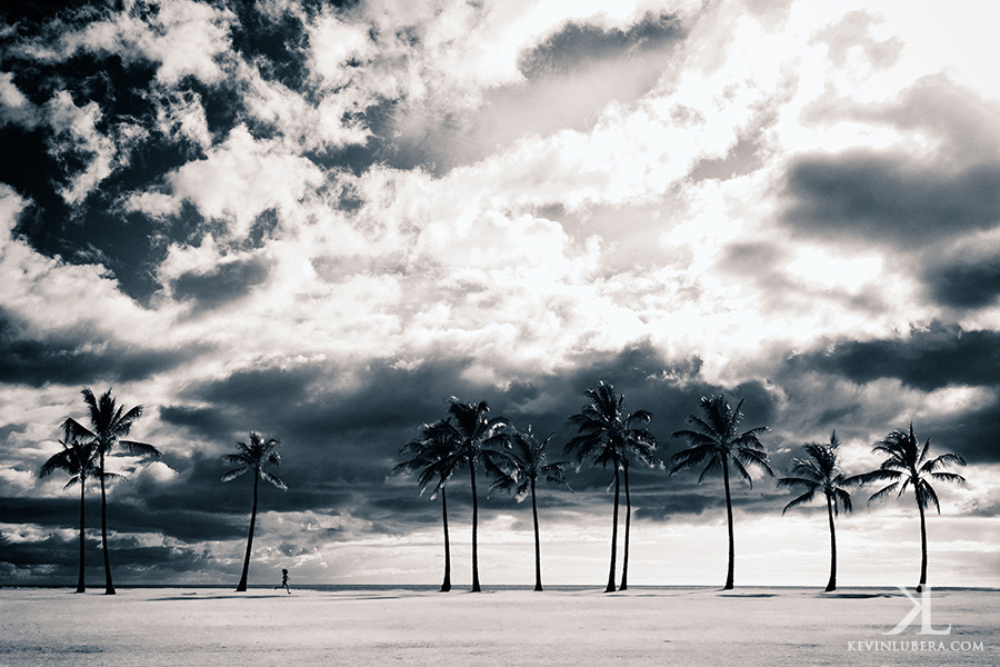 Girl Running on Beach in Makaha, Oahu, Hawaii