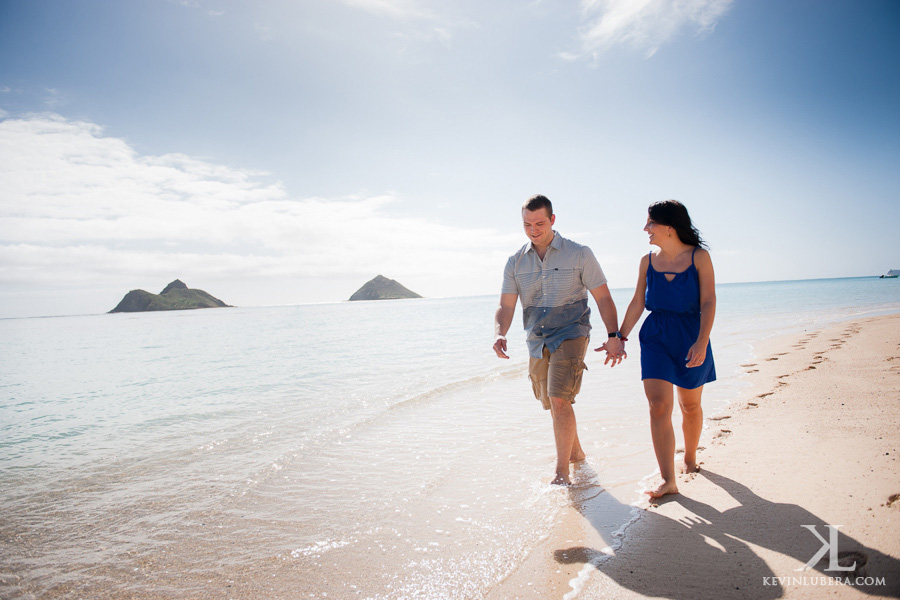 Couple walking on Lanikai Beach